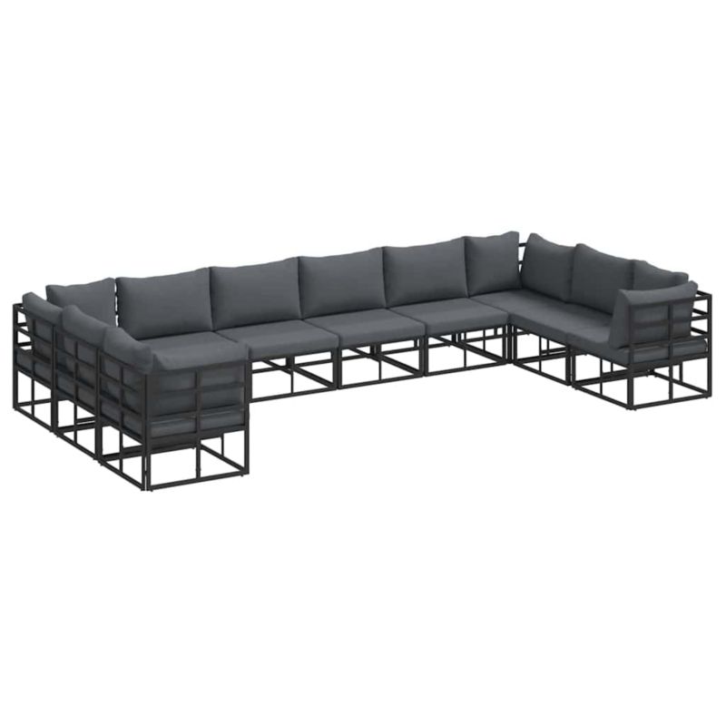 Zestaw mebli ogrodowych wypoczynkowy WaszeMeble 10-osobowy aluminium czarny z poduszkami WM-3378906 1 kpl