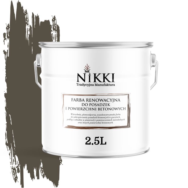 Farba Renowacyjna do Posadzek Podłóg Betonowych NIKKI Szaro-brązowy RAL7013 Połysk 2,5L