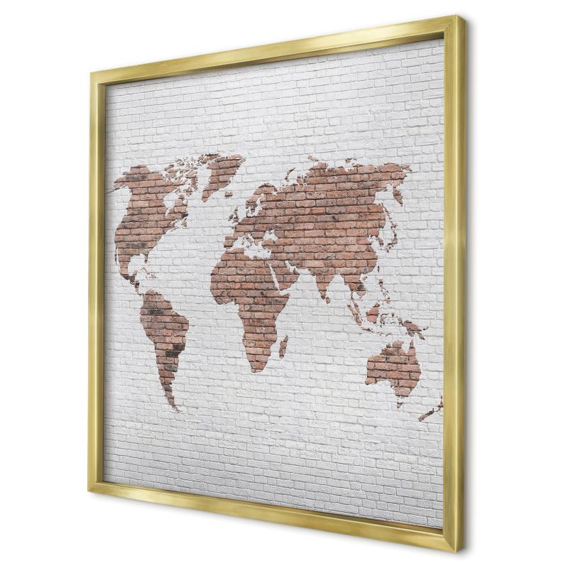 Magnetyczna tablica ozdobna Wallfluent 50x50 Ceglana mapa w złotej ramie 1szt