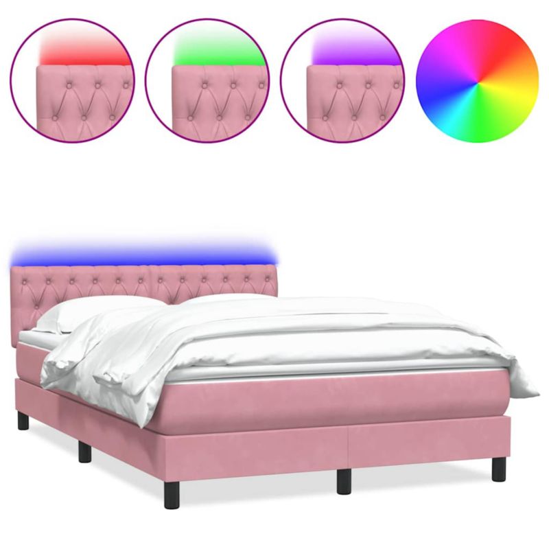 Łóżko z materacem WaszeMeble 160x200 cm Różowy aksamit z LED WM-3317180 1 szt.