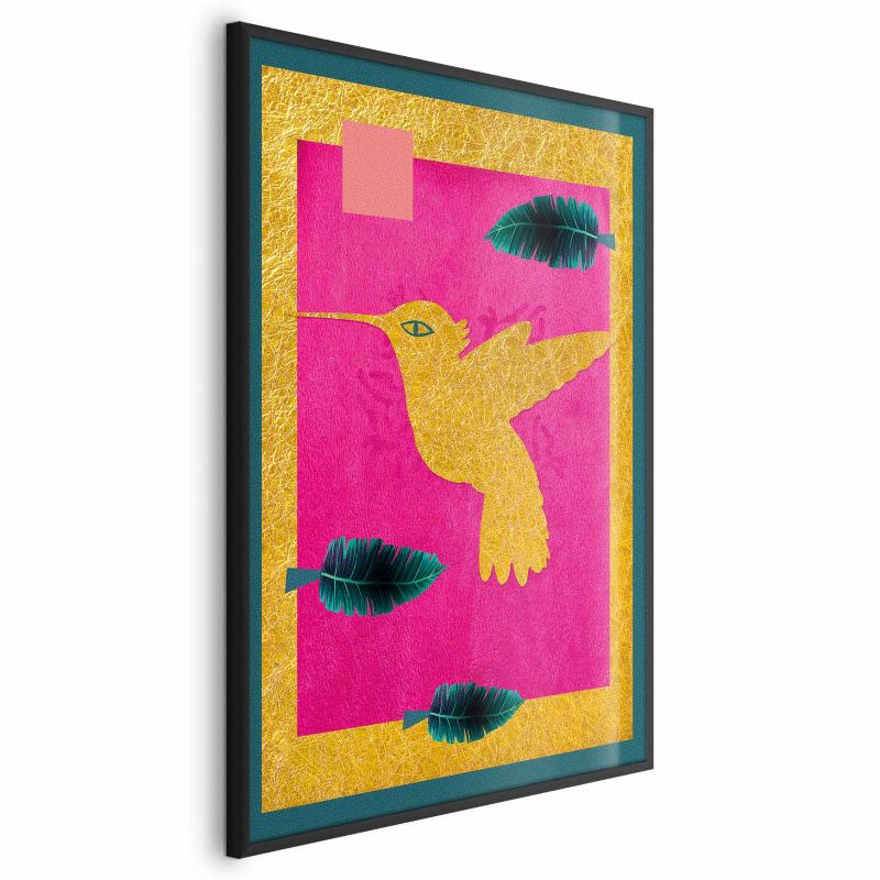 Plakat Artgeist złotą koliber 40x60 cm z ramą czarną bez marginesu 1 szt