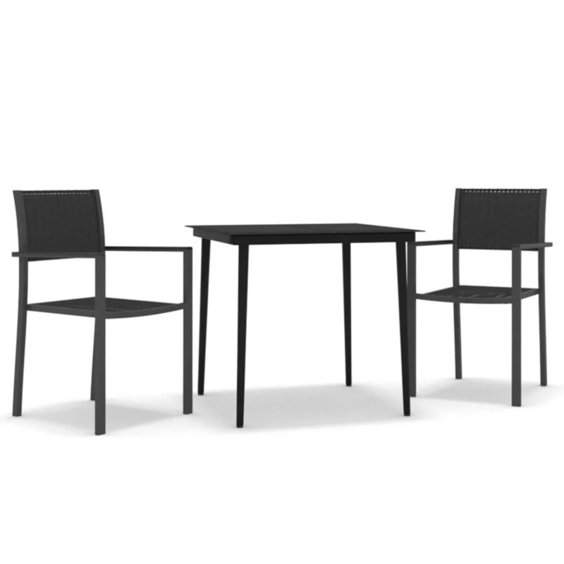 Zestaw mebli ogrodowych jadalniany WaszeMeble 2-osobowy HDPE i stal czarny WM-3099275 1 kpl