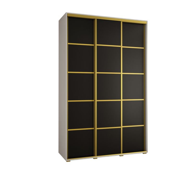 Szafa przesuwna Abiks DAVOS 4 wysoka szer.160cm gł.60cm biały/czarny/złoty 1szt.