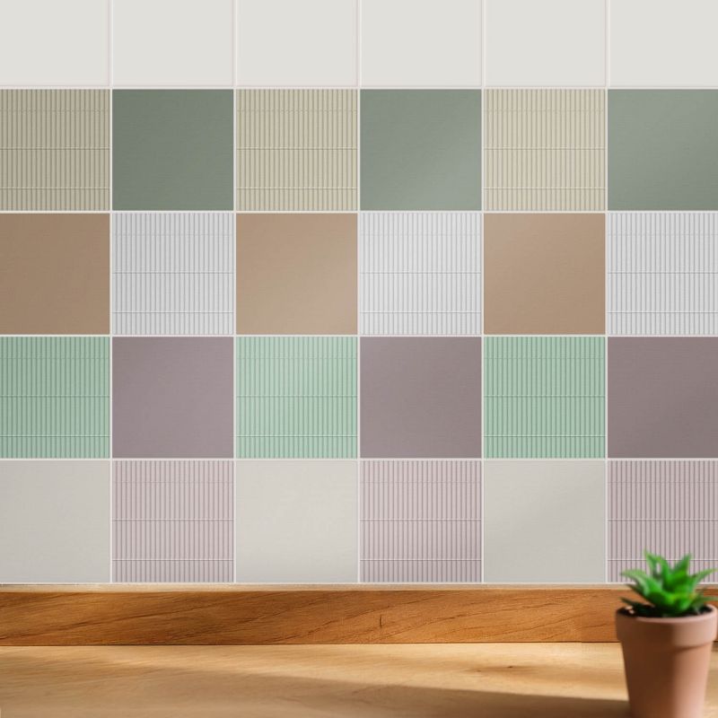 Naklejki na kafelki Wallfluent 20x20 cm Pastelowe bambusy samoprzylepna folia 24 szt.