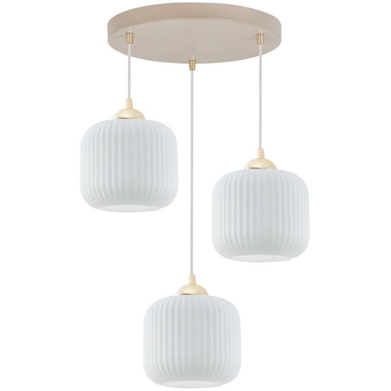 Lampa sufitowa wisząca Light Home LH Riffle okrągła 3xE27 kaszmir/złoty klosz biały 15cm walec 1szt.