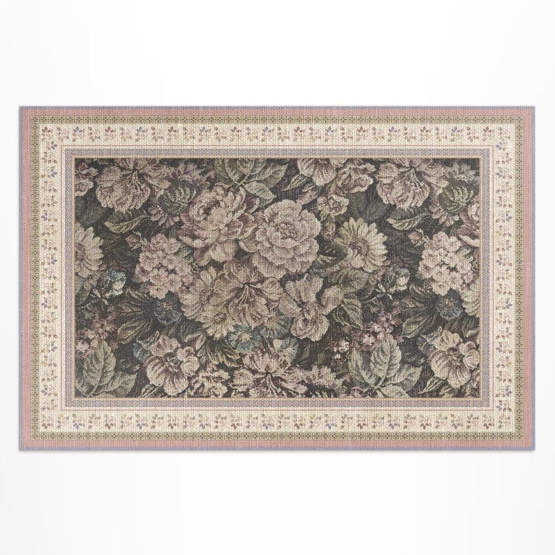 Dywan Winylowy Z Nadrukiem Wallfluent 140x210 cm Kwiaty w starym stylu imitacja tkaniny 1 szt.