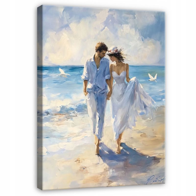 Obraz Kobieta Para Pastelowy Na Płótnie Canvas WALLARENA 60x40 cm Dekoracja Do Sypialni Salonu Kuchni 1 szt.