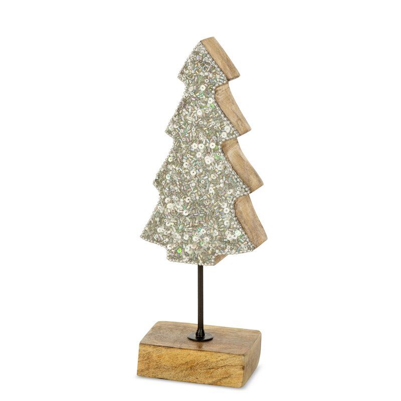 Figurka świąteczna Choinka Eurofirany 9 x 5 x 23 cm brązowa jasna srebrna 1 szt.