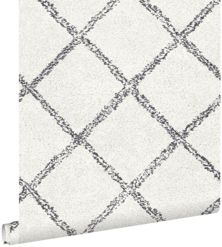 Tapeta ESTAhome orientalny dywan berberyjski czarnymIbiałym matowym 53 cm x 10.05 m - 1 rol.