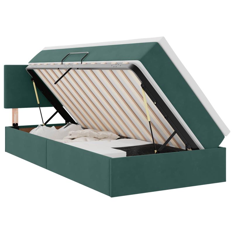 Łóżko Kontynentalne WaszeMeble z Materacem 90x190 cm Zielone WM-3370668 1 szt.