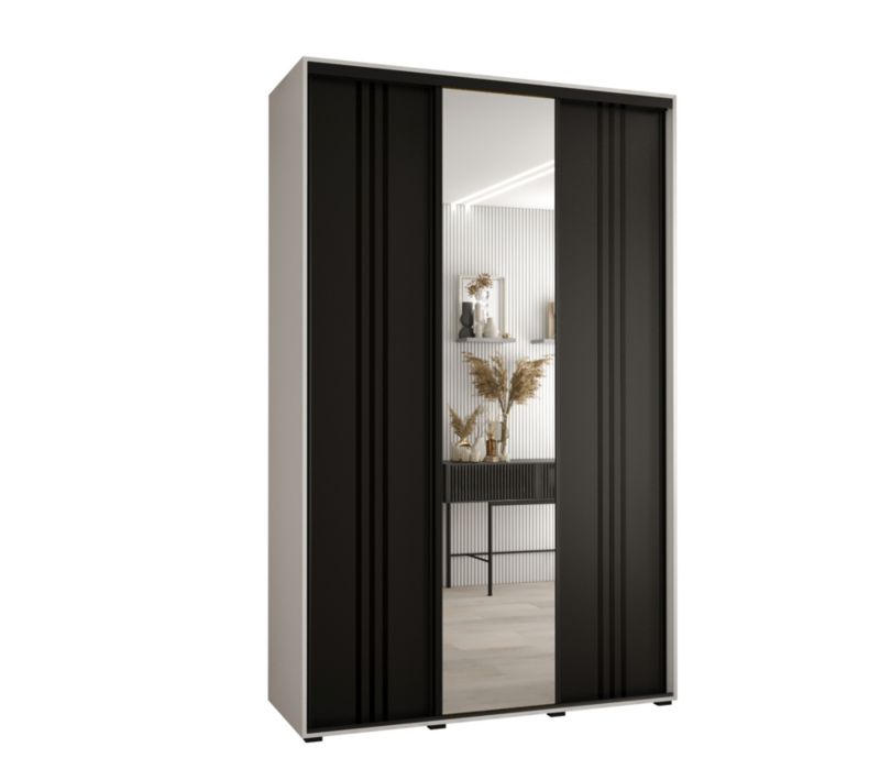 Szafa przesuwna Abiks DAVOS 7 wysoka szer.160cm gł.60cm biały/czarny/czarny 1szt.