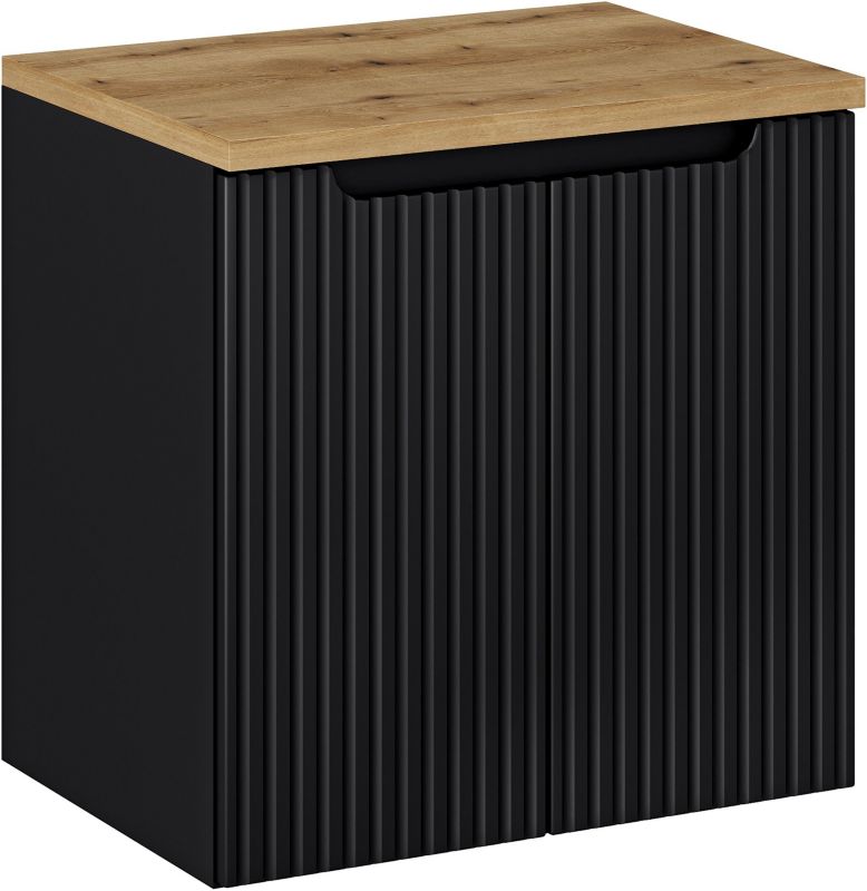 Szafka podumywalkowa Comad Nova Black 60 cm wisząca z blatem z drzwiami czarny/dąb 1 szt.