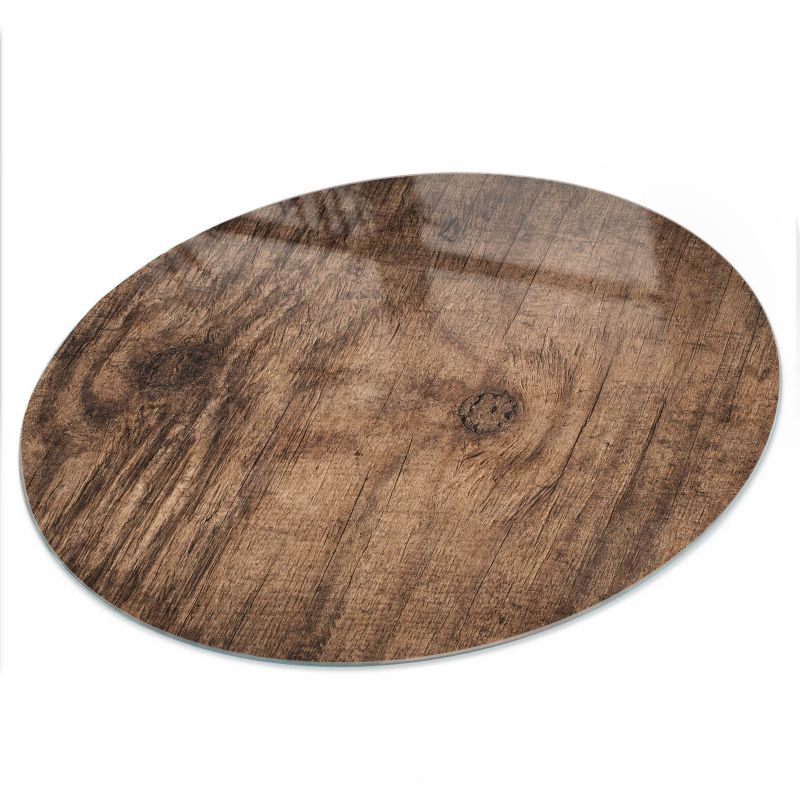 Blat ArtPrintCave fi60 cm Rustykalne drewno - Szklany Blat na Stół z Nadrukiem Dekoracyjnym 1 szt.