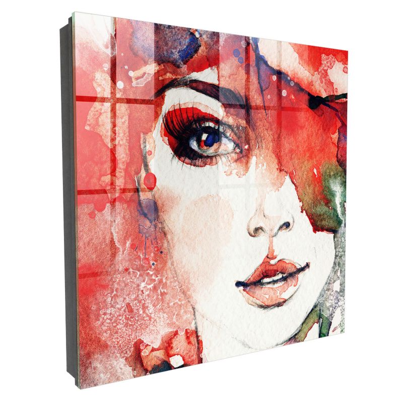 Wieszak Na Klucze Zamykany Tulup 30x30 cm Portret kobiety - Czarna - Otwierana na prawo 1 szt.
