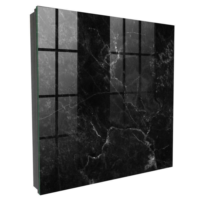 Skrzynka Na Klucze Tulup 30x30 cm Marmurowa abstrakcja - Czarna - Otwierana na prawo 1 szt.