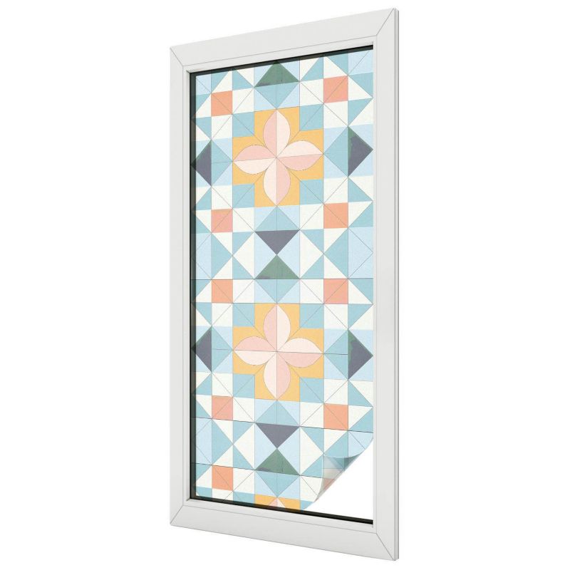 Folia Witrażowa Wallfluent 50x116 cm Naklejka na Szybę Geometryczne wzory pastelowe 1 rol.