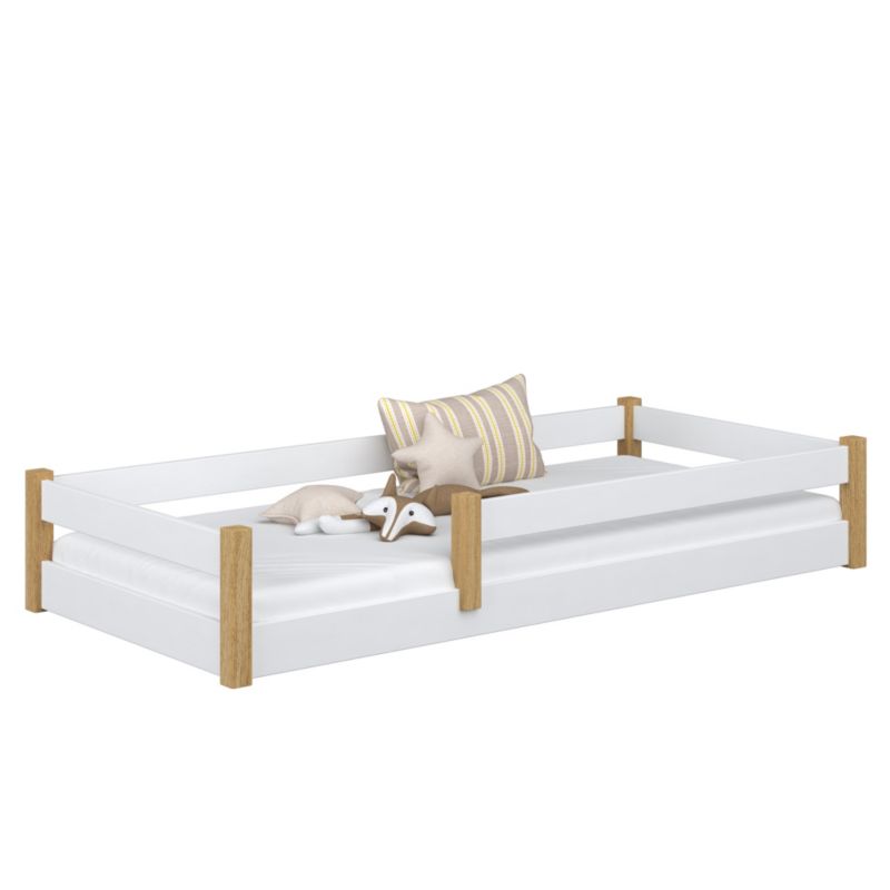 Drewniane łóżko N-WOOD niskie N02 biało dębowy 100x200 1szt.