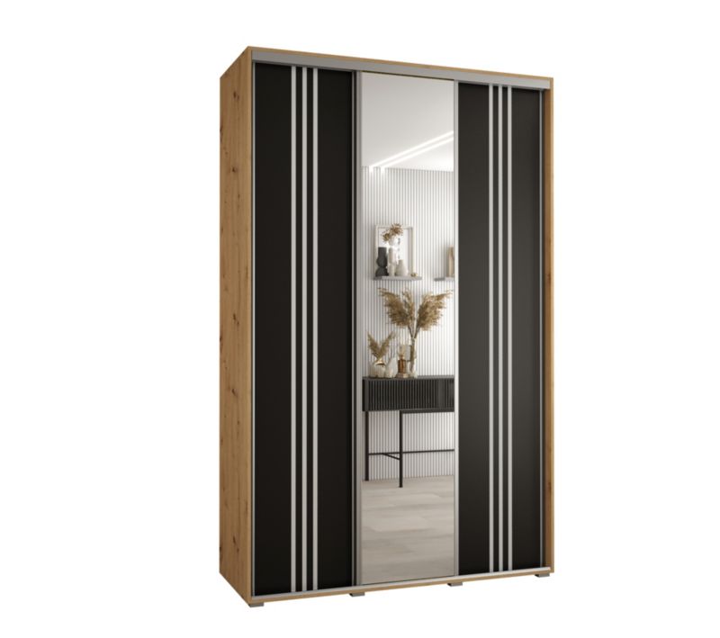 Szafa przesuwna Abiks DAVOS 7 wysoka szer.150cm gł.45cm artisan/czarny/srebrny 1szt.