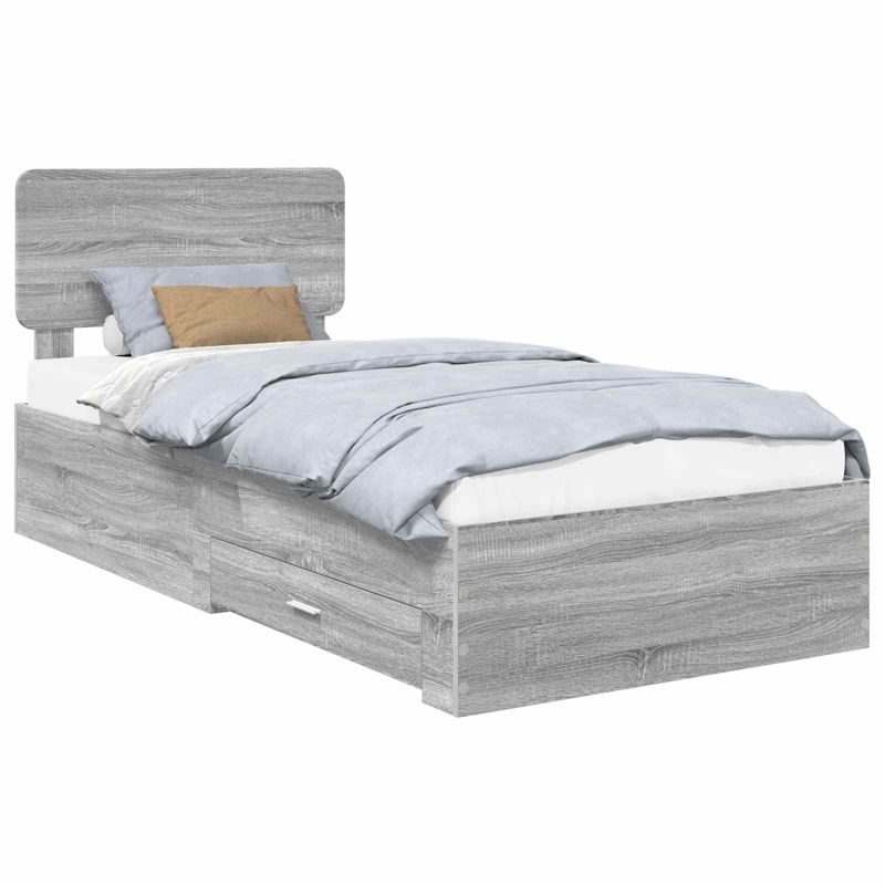 Łóżko WaszeMeble z Szufladami 75x190 cm Szare WM-3412441 1 szt.