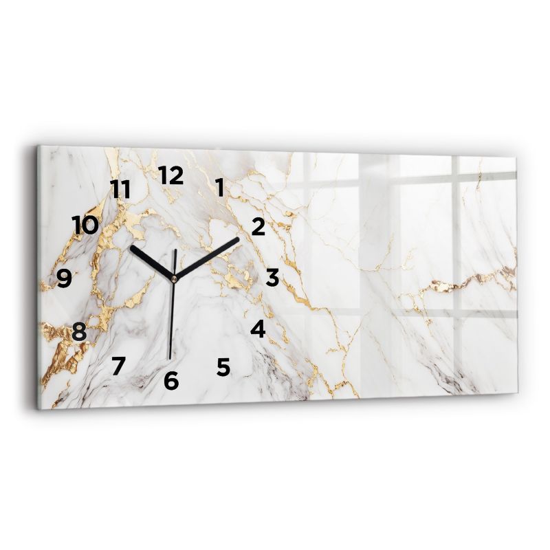 Zegar z czarnymi wskazówkami Wallfluent 60x30 cm Marmur ozdobny 1 szt.