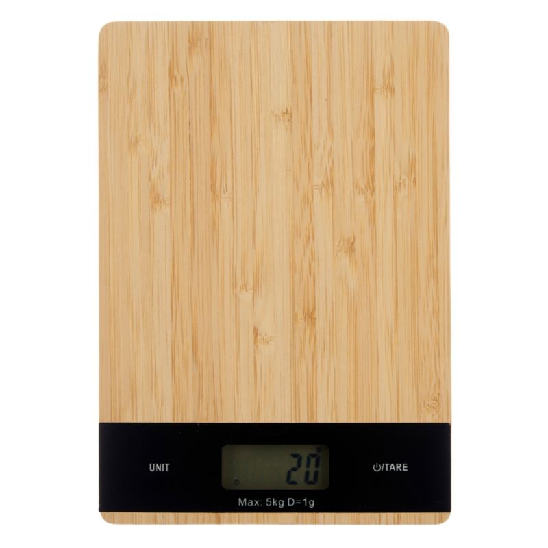 Cyfrowa waga kuchenna bambusowa do 5 kg KINVARA tarowanie 21,6x15x2 cm 1 szt.