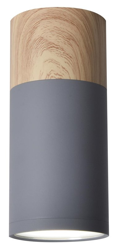 Szaro-drewniana lampa sufitowa tuba 6,8x15 cm do salonu TUBA aluminium