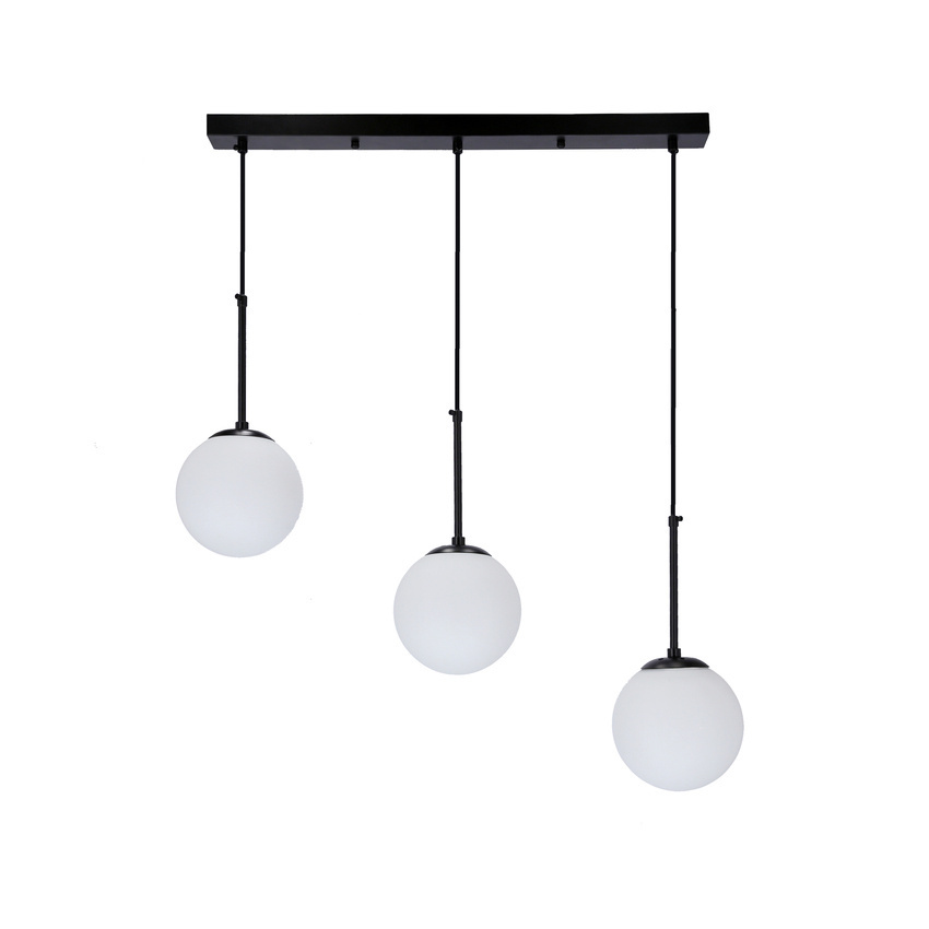 Czarna lampa wisząca 3-płomienna do salonu POMPEI szkło