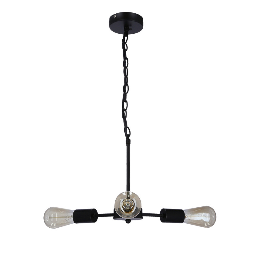 Czarna lampa wisząca 3-płomienna do salonu SPARTA metal