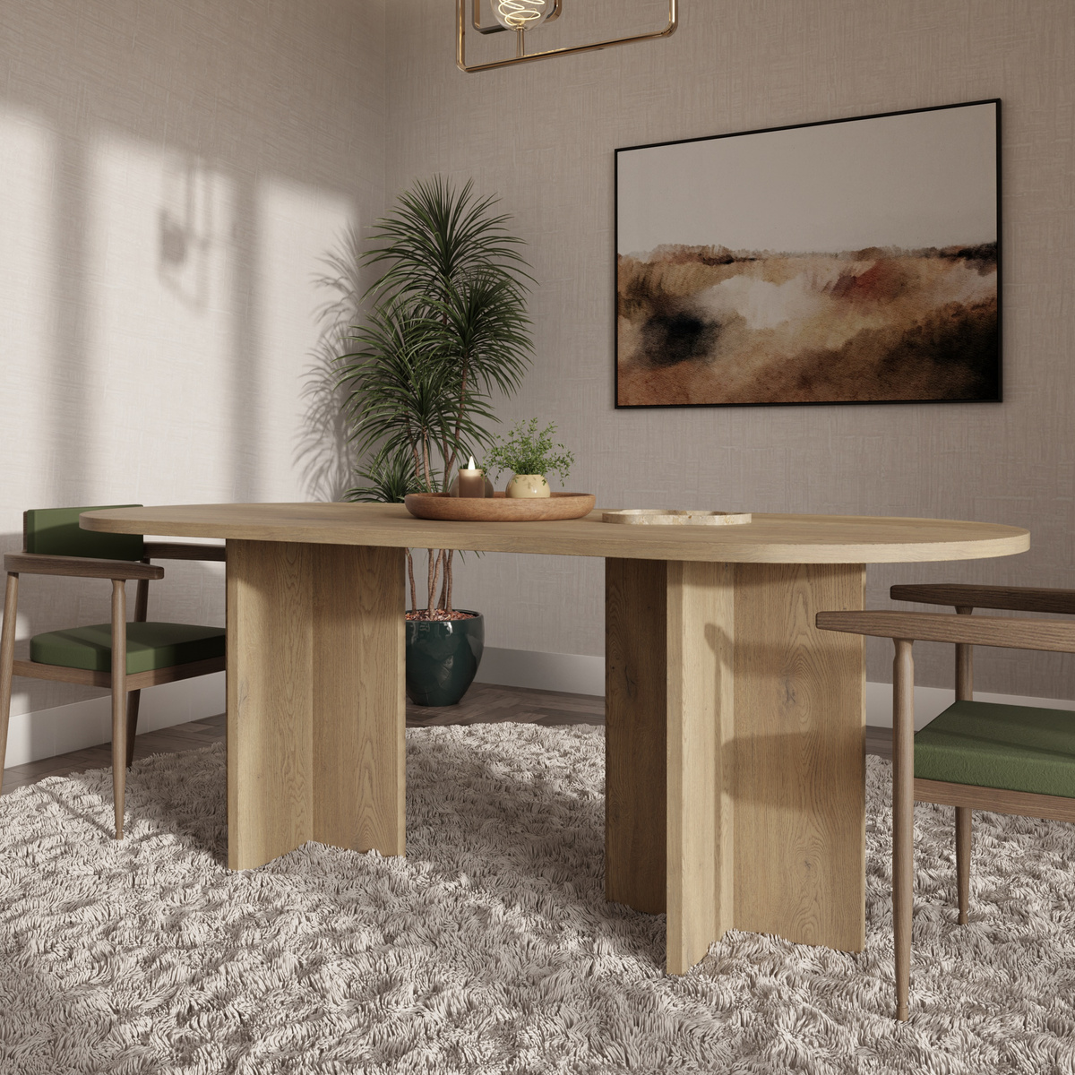Owalny stół do jadalni 203x90 cm loftowy LEVON dąb cremona