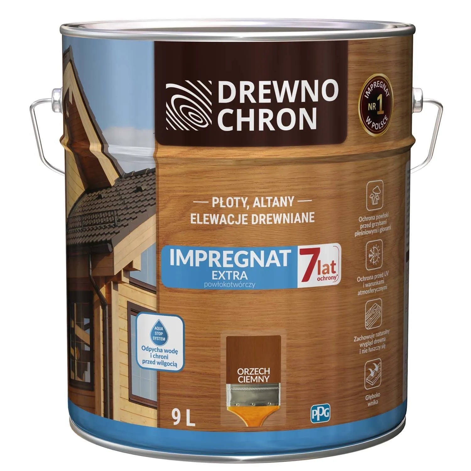 Drewnochron Impregnat Extra powłokotwórczy orzech ciemny - 9L