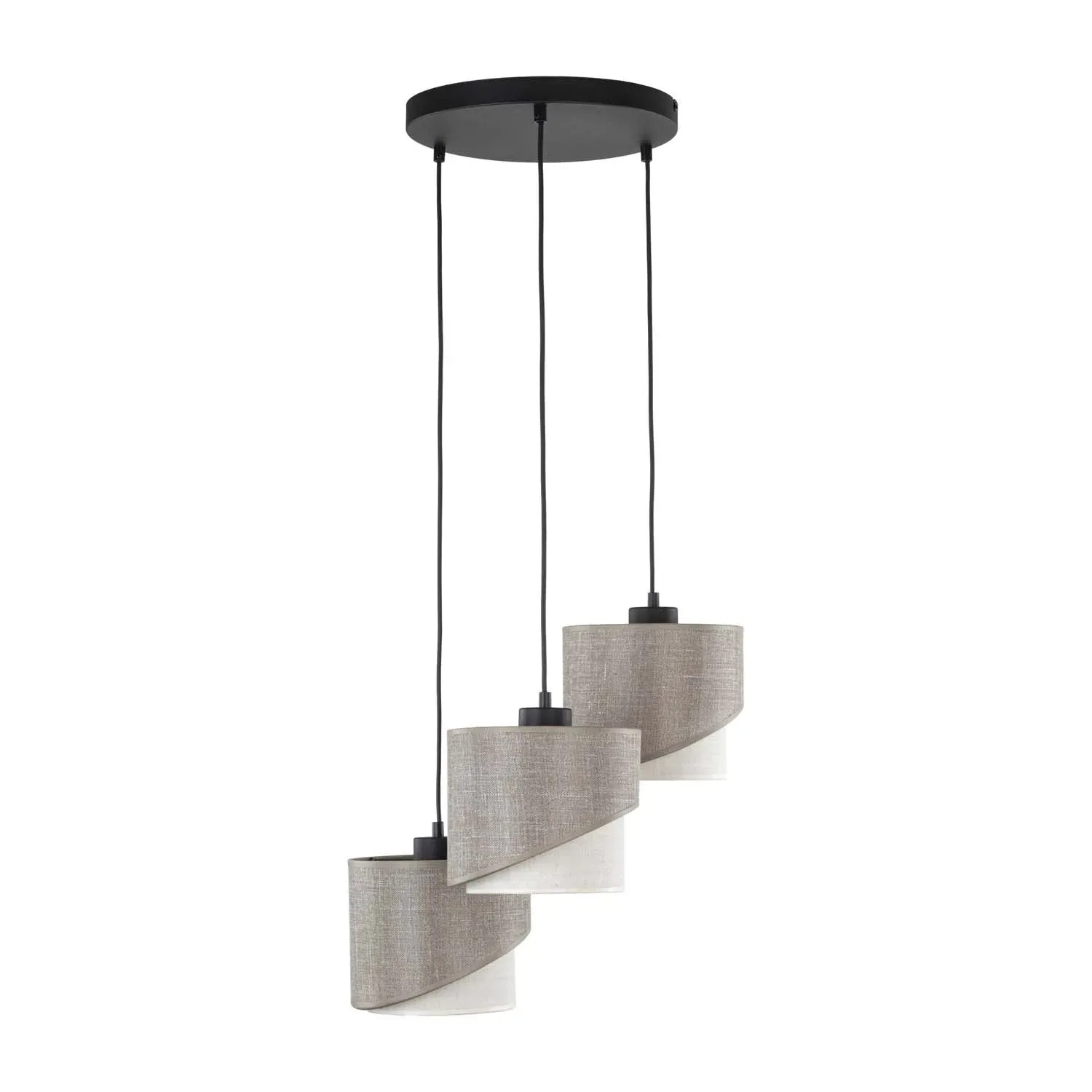 TK Lighting Lampa wisząca ELBRUS LINEN plafon 3 xE27 15W kremowa