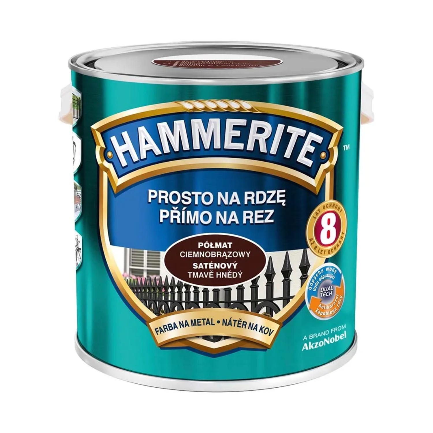 Hammerite Emalia antykorozyjna ciemnobrązowa półmat 2,5 l
