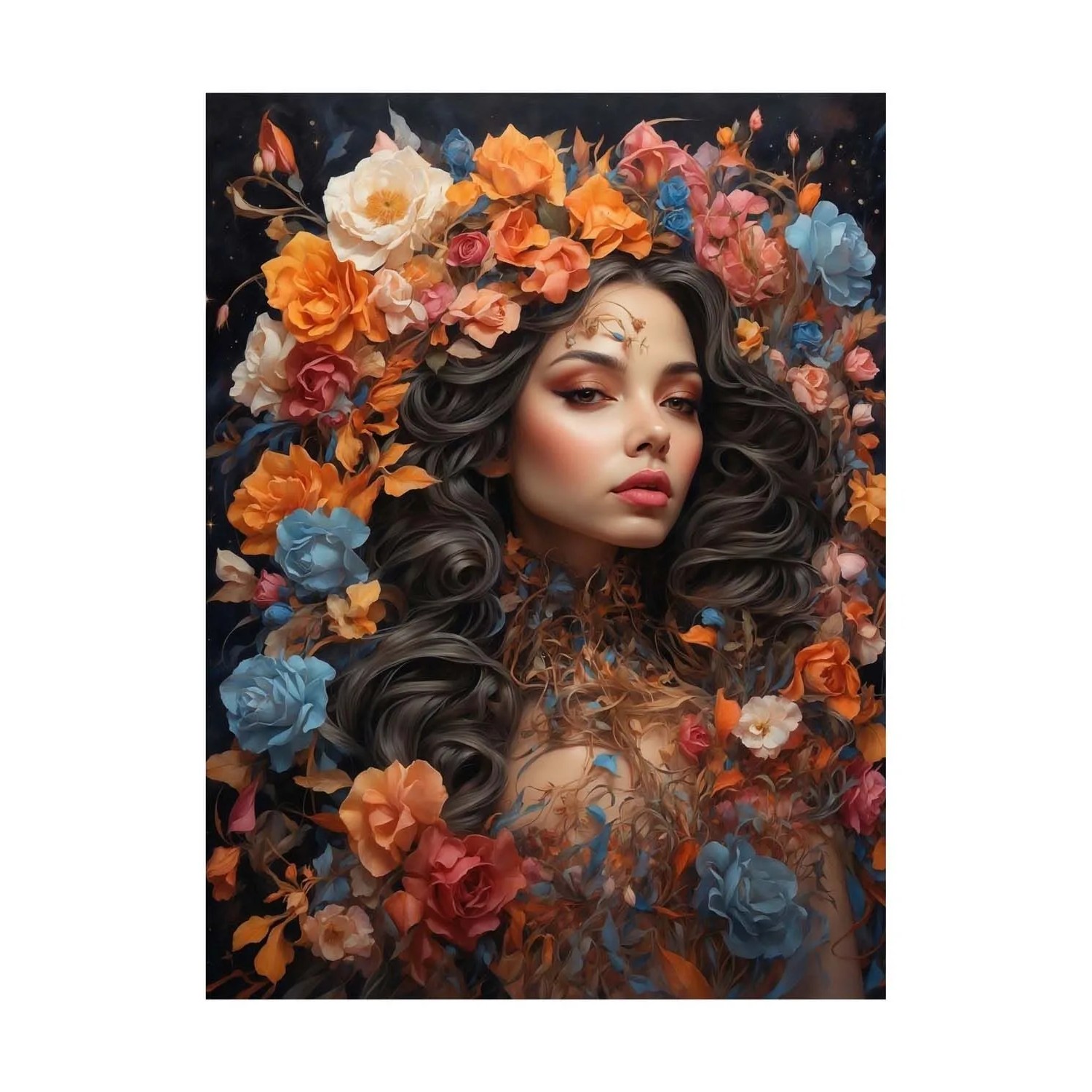 Frames Factory Obraz CANVAS dziewczyna w wianku 60 x 80 cm