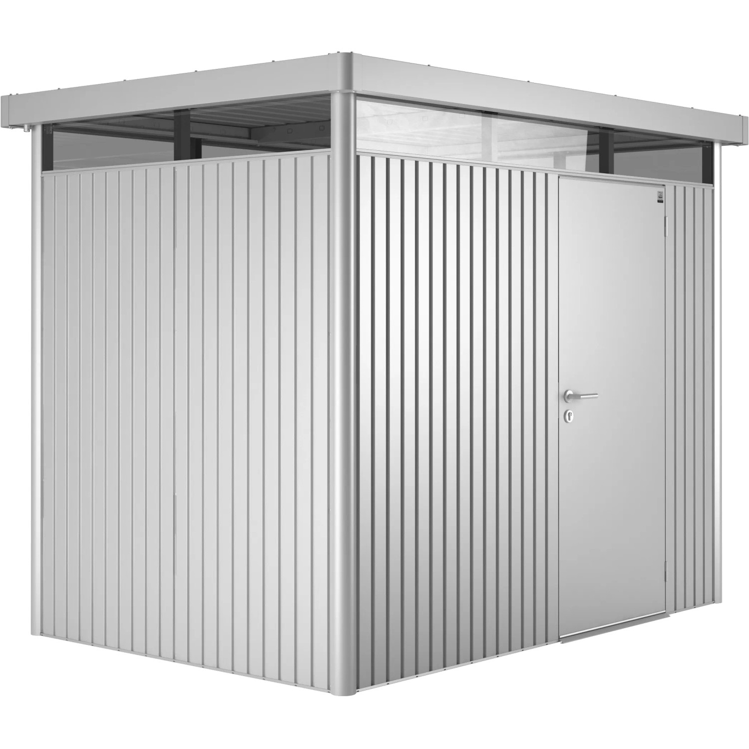 Biohort Metalowy domek ogr. HighLine Silver Metallic 4,6 m2, pojedyncze drzwi