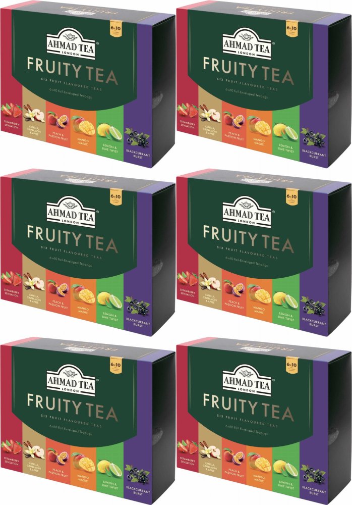 6x Zestaw herbat owocowych w kopertach Ahmad Tea Fruit Tea Selection, 6 smaków, 60 sztuk x 2g