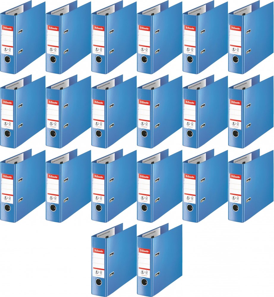 20x Segregator A5 Esselte No.1 Vivida, bankowy, 75mm, do 500 kartek, 30% PP z recyklingu, niebieski