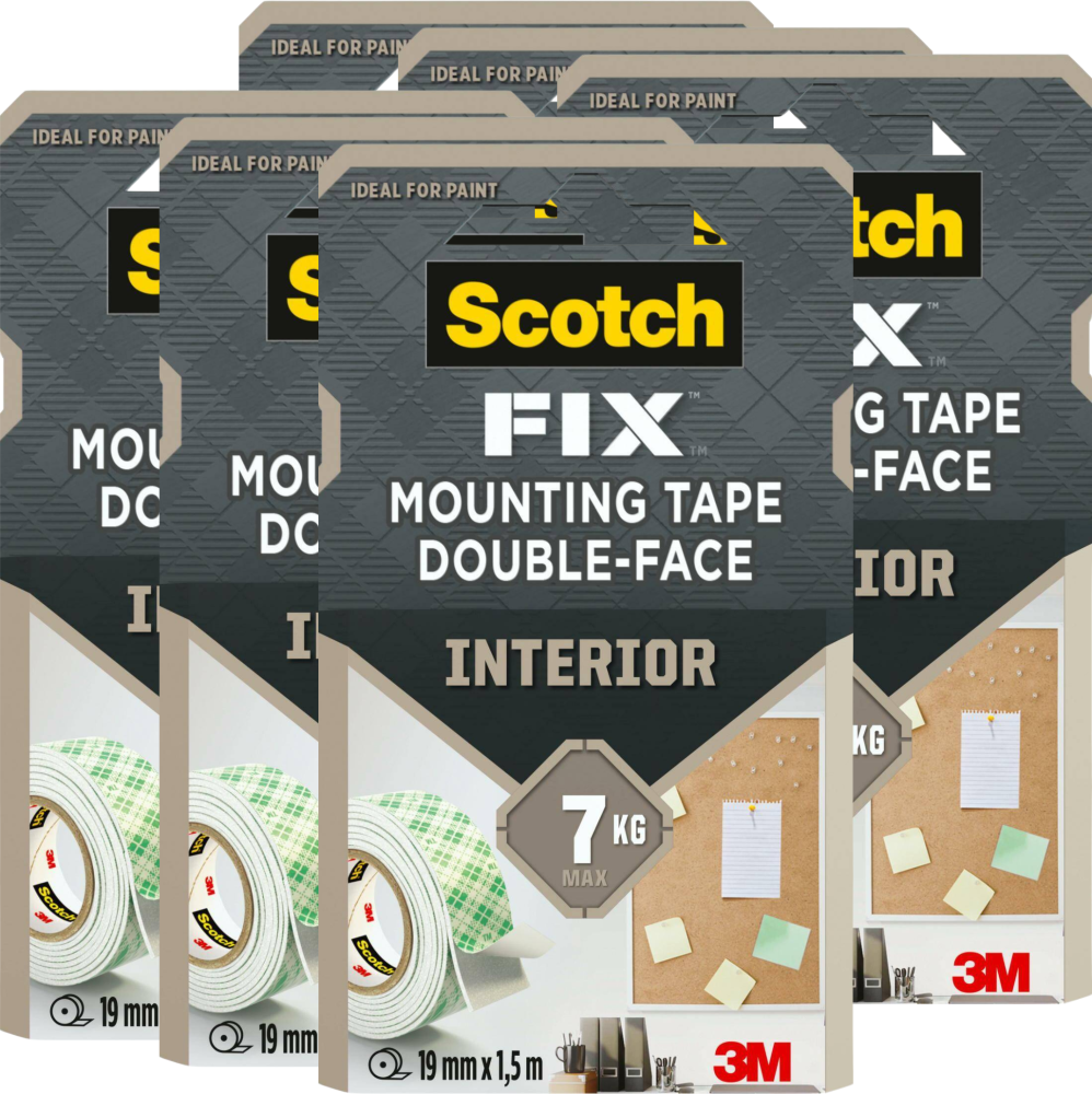 6x Taśma montażowa Scotch FIX, mocna, 19mm x 1.5m, biały