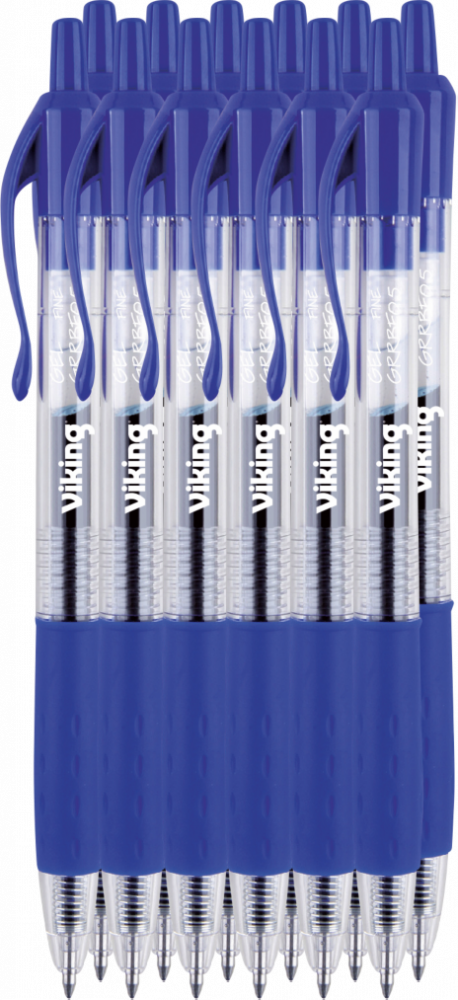 12x Długopis żelowy automatyczny Viking, 0.7mm niebieski