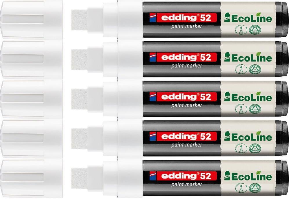5x Marker olejowy edding 52 EcoLine, ścięta, 4-15mm, biały