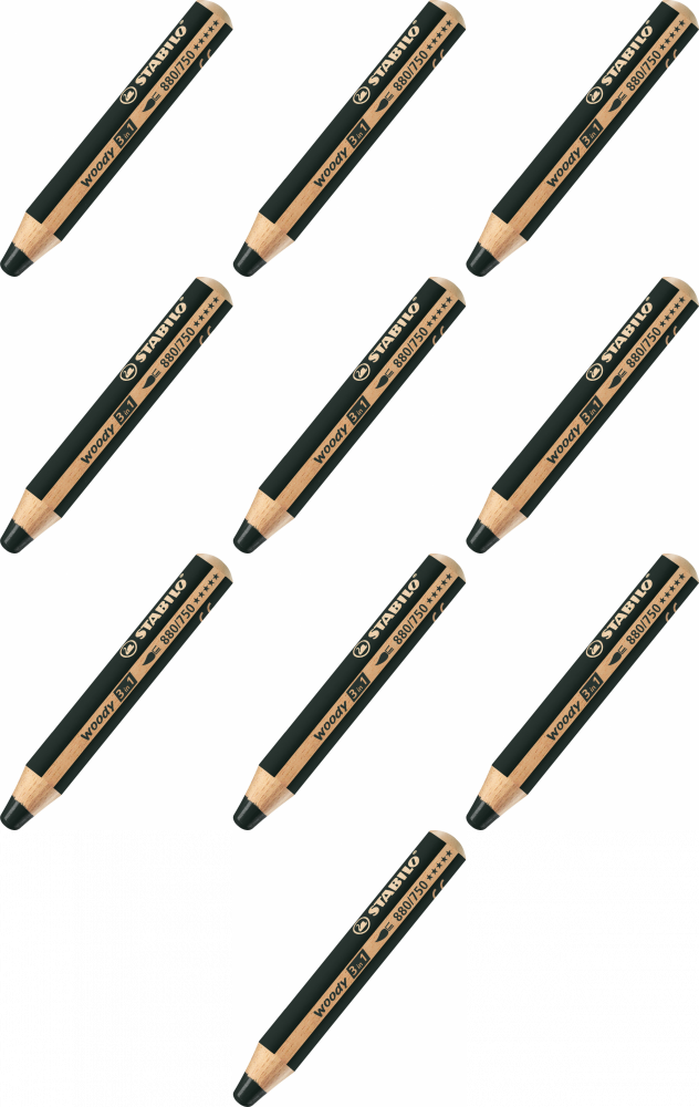 10x Kredka Stabilo Woody 3 w 1, 1 sztuka, czarny