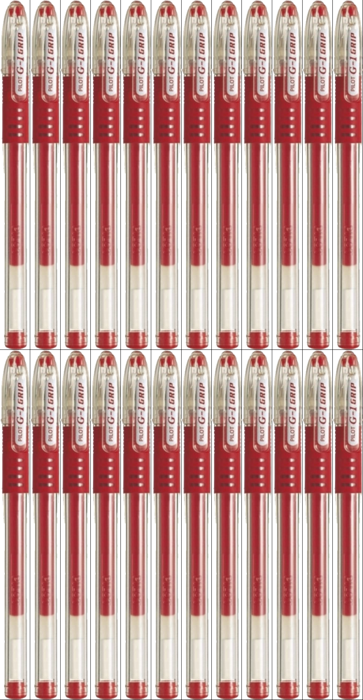 24x Długopis żelowy Pilot, G1 Grip, 0.5mm, czerwony