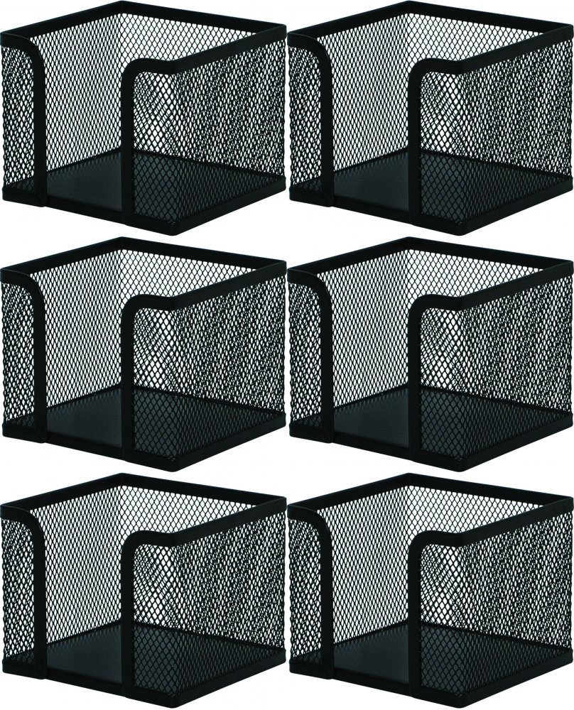 6x Pojemnik na karteczki Q-connect, Office Set, druciany, 95x80x95mm, czarny
