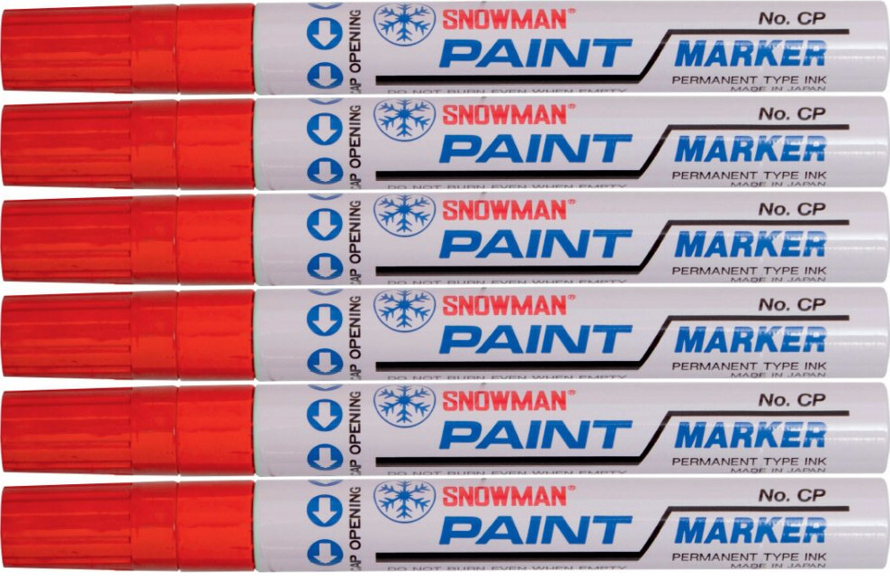 6x Marker olejowy Snowman, gruby, okrągła, czerwony
