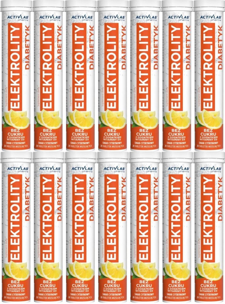 14x Tabletki musujące Activlab Elektrolity Diabetyk, bez cukru, cytrynowy, 20 tabletek