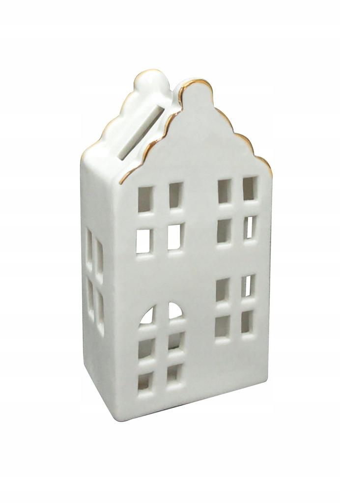 Domek T-light ceramiczny biały lampion świecznik 13,8cm