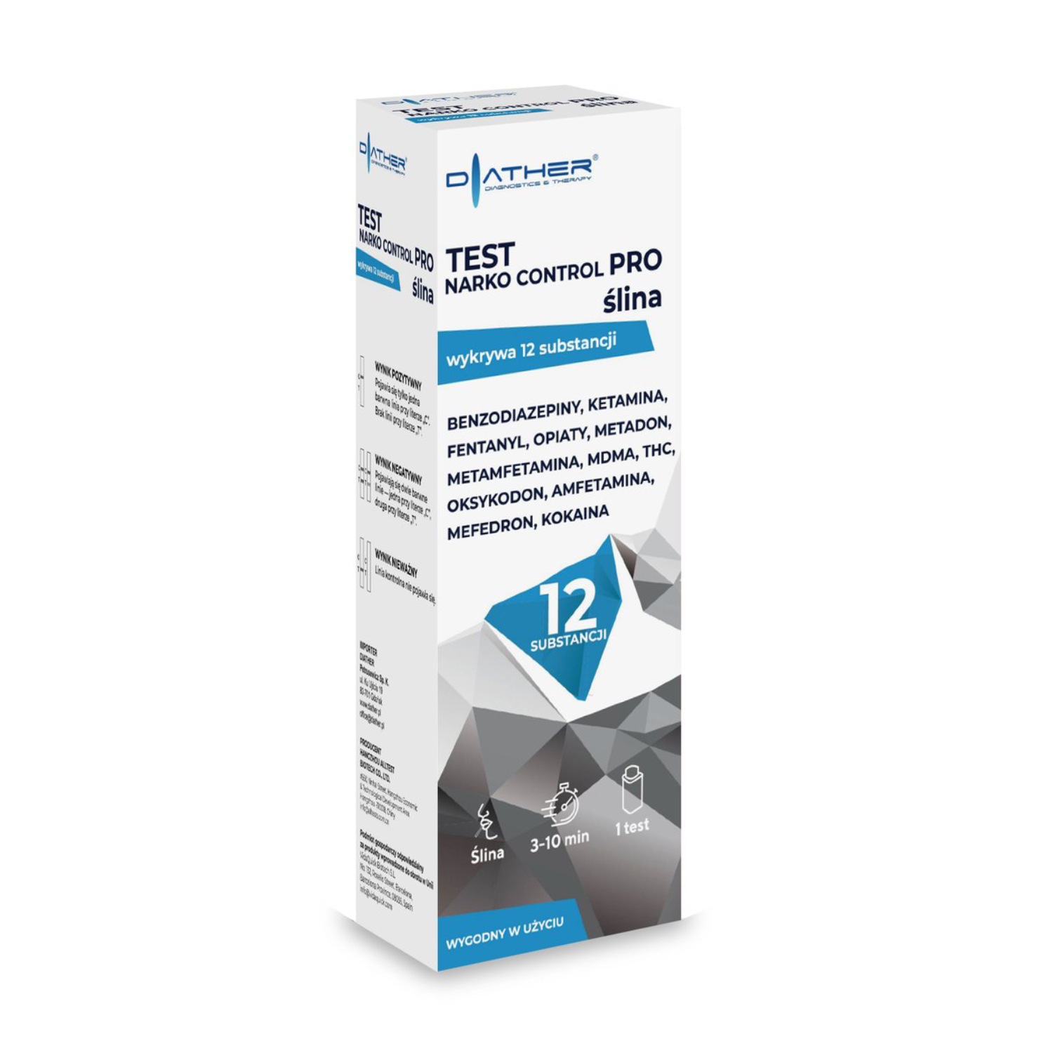 Test narko control pro 12 substancji, ślina, 1 sztuka
