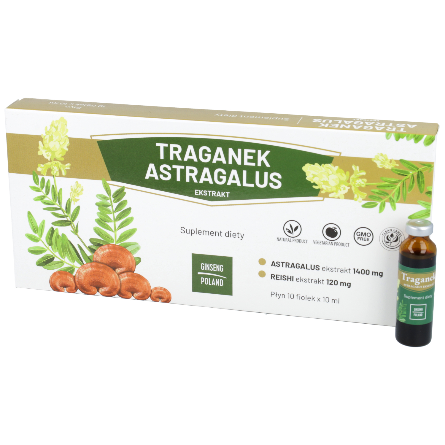 Ginseng traganek astragalus ekstrakt, 10 fiolek x 10 ml