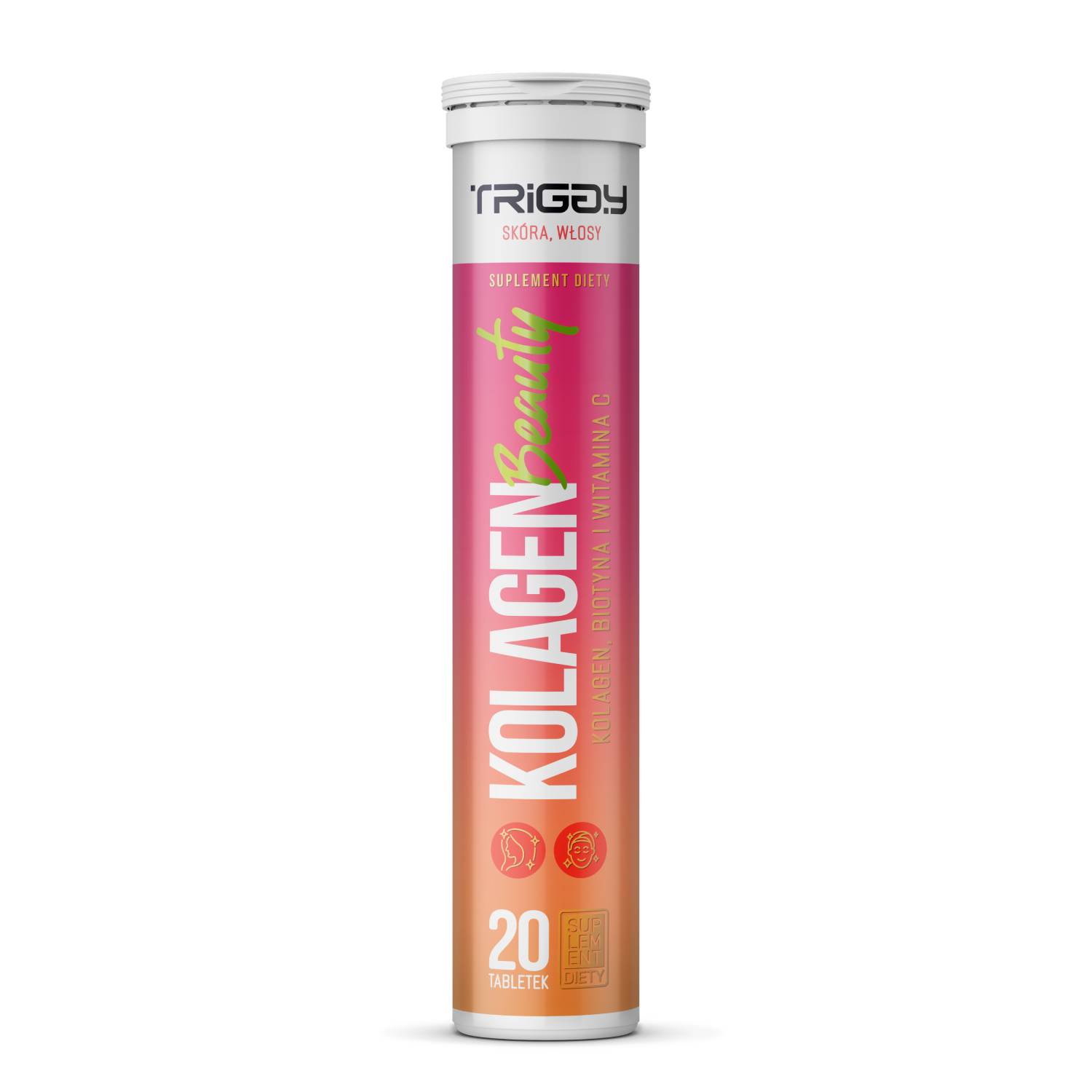 Triggy kolagen beauty, tabletki musujące o smaku wieloowocowym, 20 sztuk