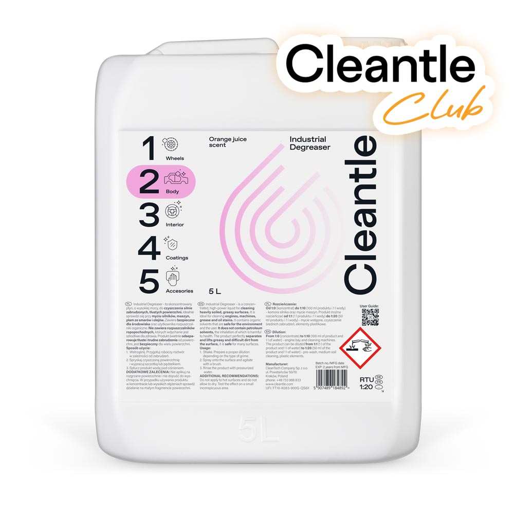 Cleantle Industrial Degreaser 5L - skoncentrowany, uniwersalny środek czyszczący