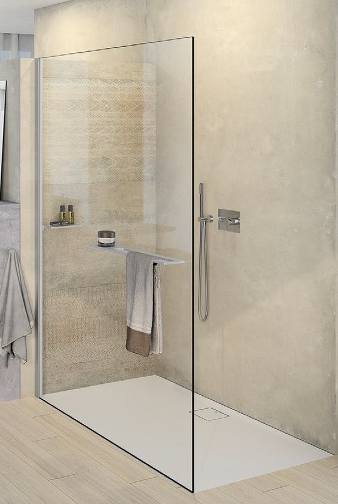 Hüppe Select+ Walk-In ścianka prysznicowa 120 cm wolnostojąca srebrny połysk/szkło przezroczyste Anti-Plaque SL0105.069.322